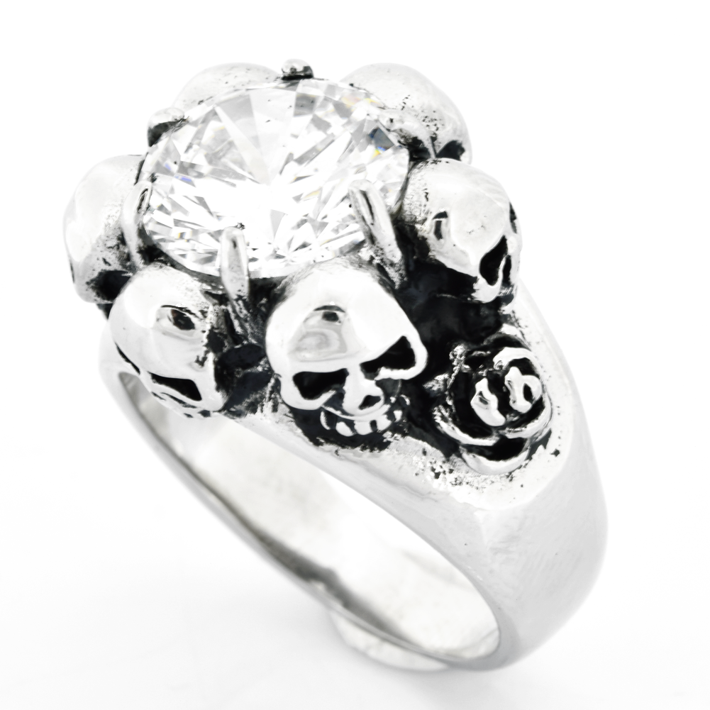 

FANSSTEEL Stainless steel mens vintage jewelry Skulls Rose Stone Ring gift for mason brothers sisters FSR10W05
