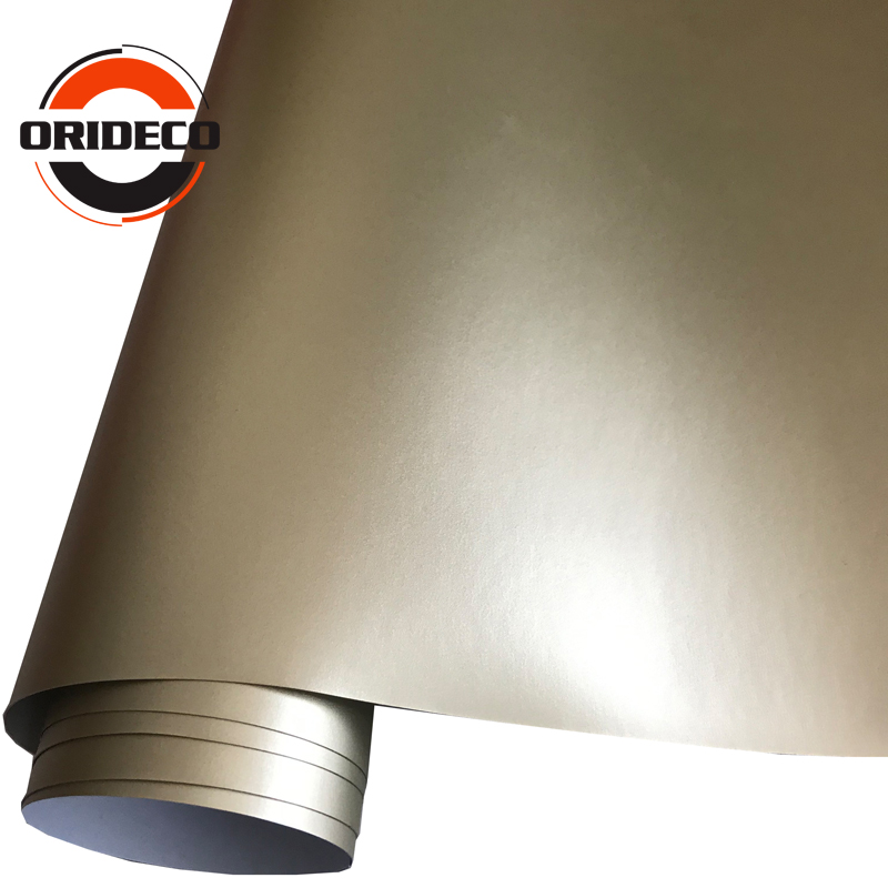 Wholesale 50cm*100/150/200/300/500cm Satin Champagne Gold Vinyl Matte