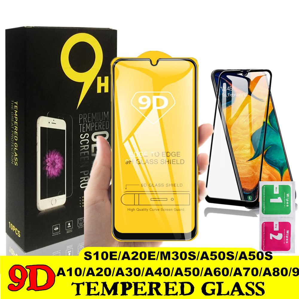 

9D Full Glue Tempered Glass For Samsung Galaxy S10 E A10 A50 A70 A90 A20E A2 Core M30S A30S Full Coverage Screen Protector
