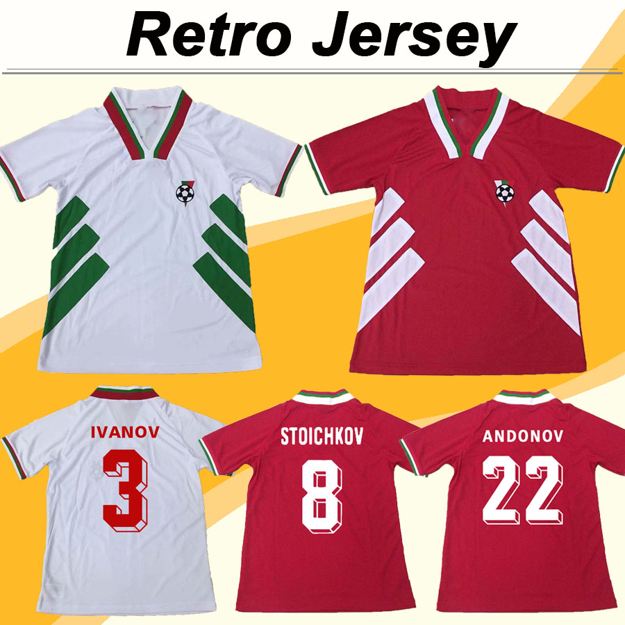 

1994 Bulgaria National Team Mens Retro Soccer Jerseys STOICHKOV IVANOV ANDONOV Home White Away Football Shirt Short Sleeve Adult Uniforms, Black;yellow