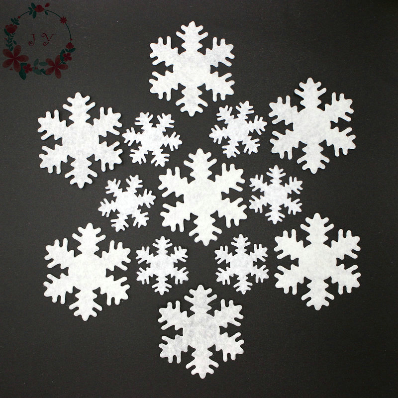 

300pcs/lot BIG White Felt Snowflake Patch Non-Woven Fabric Applique Edelweiss 30/50mm Festival Decor, DIY Works Free Shipping
