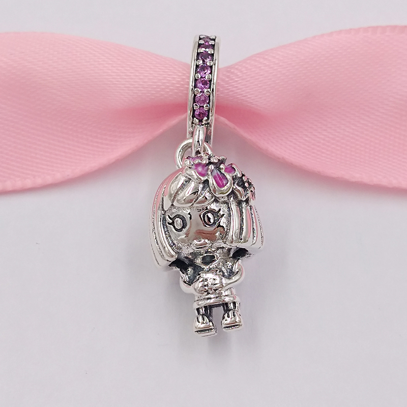 

Authentic 925 Sterling Silver Beads Chinese Flower Girl Charm Charms Fits European Pandora Style Jewelry Bracelets & Necklace 798114SSP