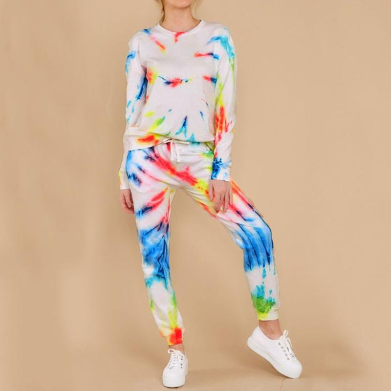 

Casual Tie Dye Two Piece Set Women Tracksuit Fashion Autumn Top And Pants Matching Sets Outfits Sportswear New #3, Multi