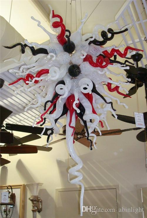 

Wholesale White Red Black Hand Blown Glass Chandelier Hotel Decoration Hanging LED Modern Crystal Art Chandelier with High Quality