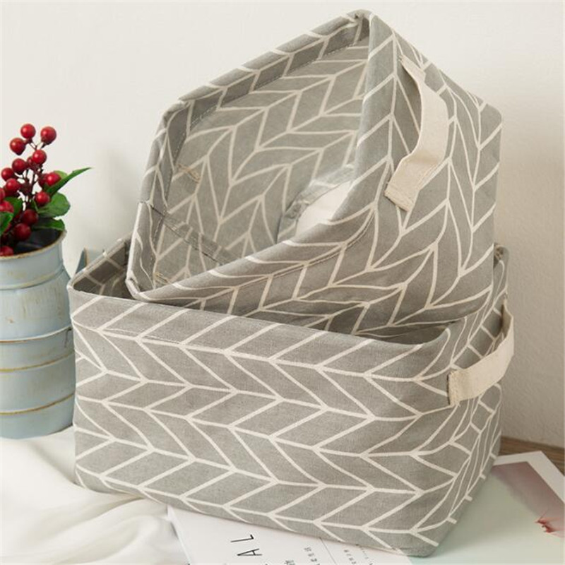 

20 Pc Printing Cotton Linen Desktop Storage Organizer Sundries Storage Box Cabinet Underwear Storage Basket cartoon