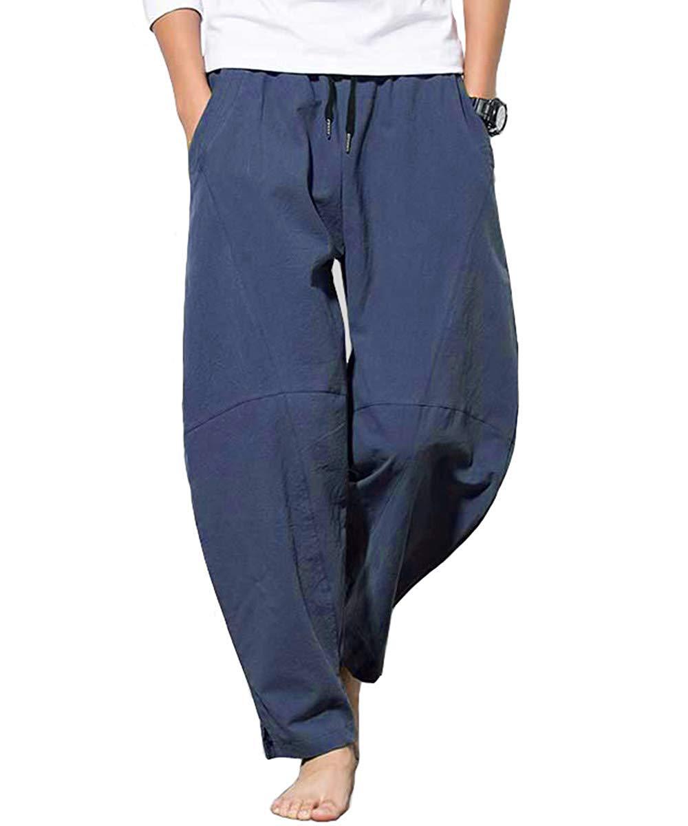 Men's Pants 3 Colors Mens Cross-Pants Summer Loose Hip Hop Cotton Linen Casual Trousers Overalls Fashion Streetwear