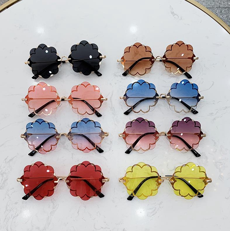 

Sun Glasses Designer Kids Girl Sunglasses Sunflower Children Girls Eyeglasses UV400 Frameless Beach Children Eyewear Gifts 8 Colors D5304
