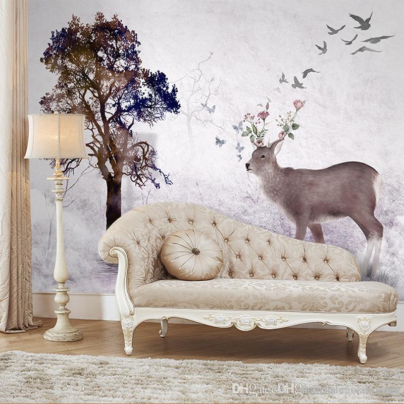 

Large Wall Murals Wall paper Non-woven Wallpapers Elk Living Room Children Room Background Wallpaper Mural Costom Any Size, As picture