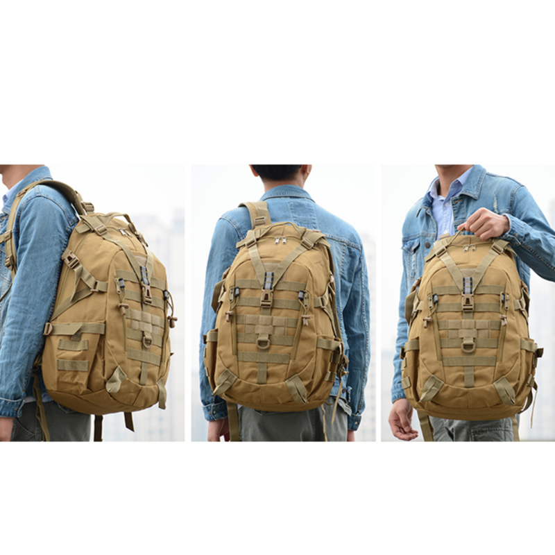 

25L Large Capacity Backpack Waterproof Nylon Tactics Molle Army Bag Men Backpack Rucksack For Hike Travel Backpacks, 02