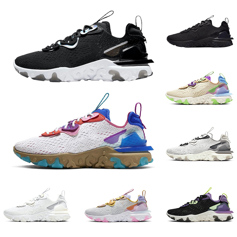 

Newest React Element Vision 87 55 Running Shoes Mens Womens Sneakers Triple Black White Iridescent Honeycomb Men Trainers Sports Size 36-45, Photon dust 36-39