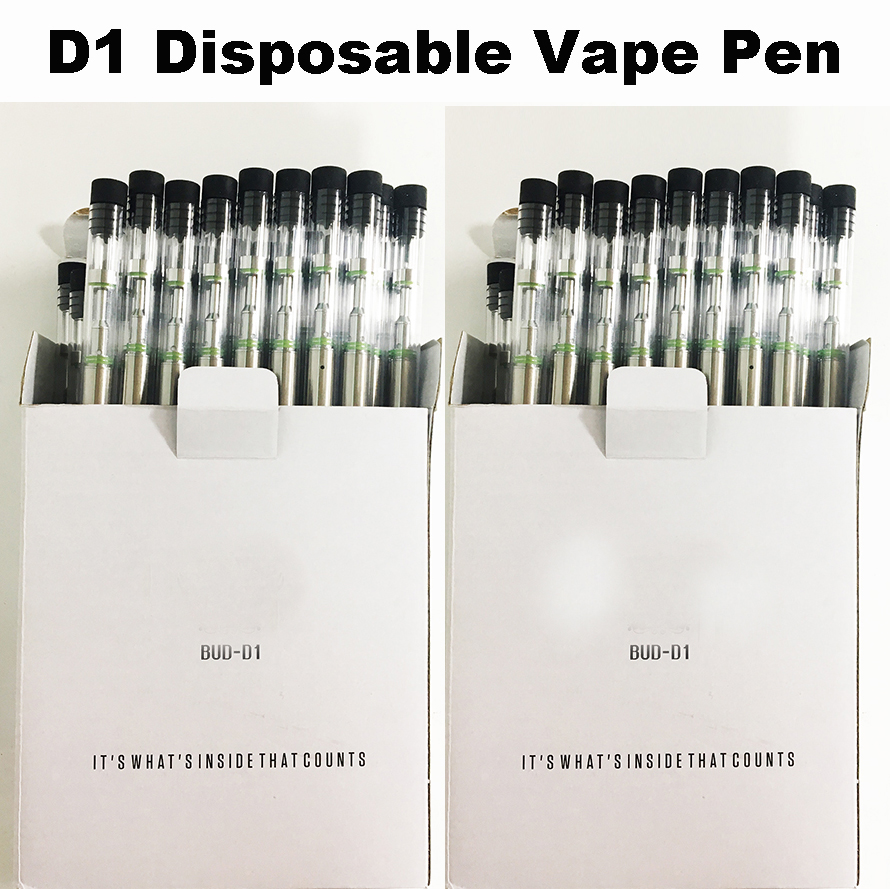 

D1 Bud disposable vape pen 0.5ml Cartridges 310mah Battery Vaporizer starter Kits Glass Tip Ceramic Coil Empty 1.6mm disposable E Cigarettes