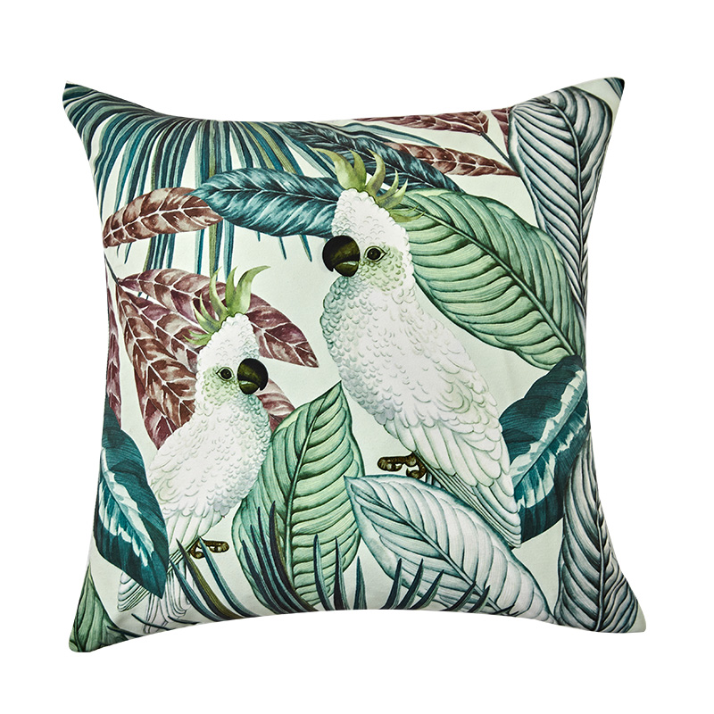 

DUNXDECO Cushion Cover Decorative Pillow Case Artistic Modern Rainforest Parrot Dark Green Coussin Bed Sofa Chair Cushion Cover