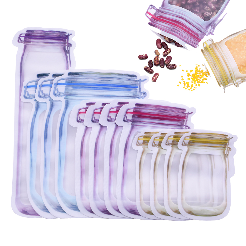 

5/20pcs Portable Reusable Mason Jar Bottles Bag Snack Leakproof Saver bag Nut Candy Zipper Sealed Kitchen Organizer