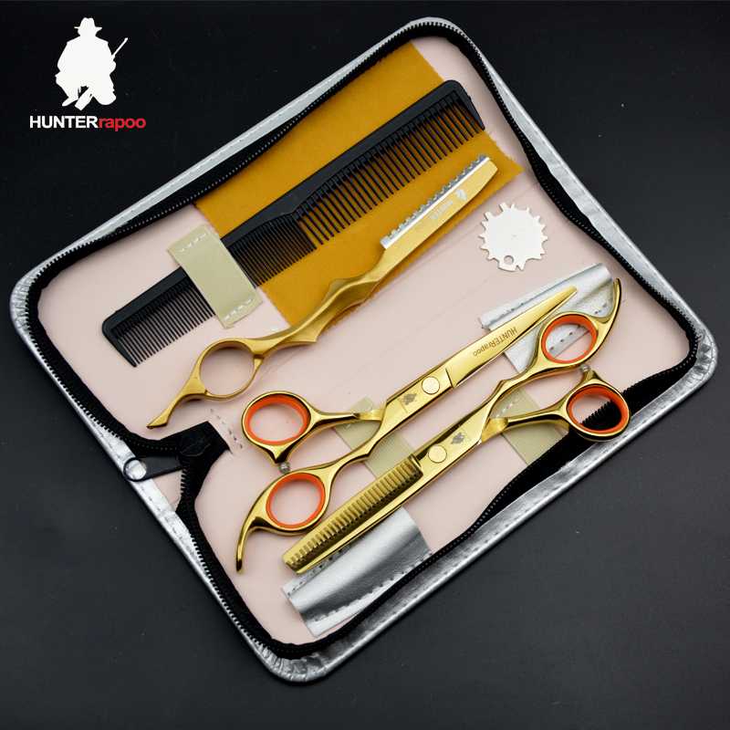 

30% off HT9128 6" Golden Tintanium Stainless Steel Barber scissor Kit Haircut thinning Shears for hair cutting Hair Scissors Set