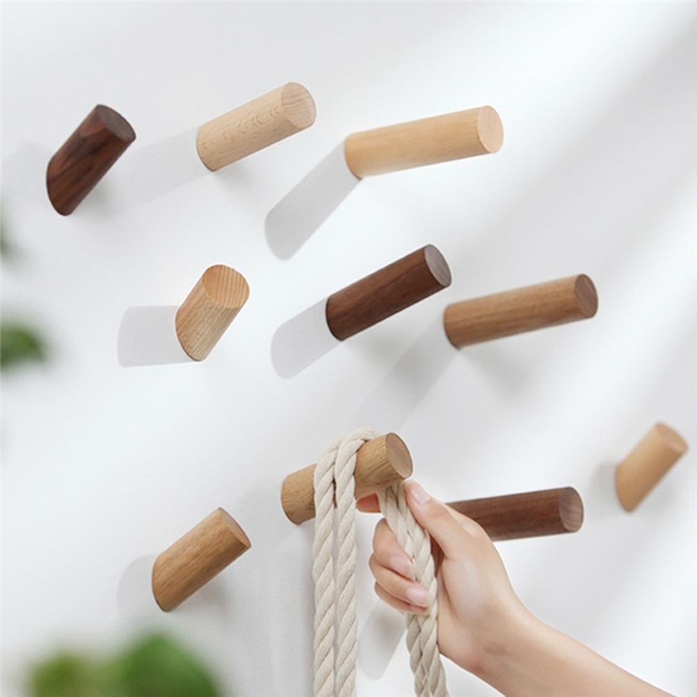 

4Pcs Wooden Wall Mounted Coat Scarf Hat Holder Hanging Hook Hanger Storage Rack Useful New Hooks