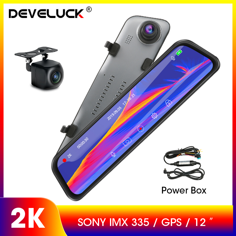 

12"1440P 2k Car Mirror DVR stream media 2K Ultra HD Dash Camera GPS Navi Night Vision Dual Lens Parking Monitor Loop Recording