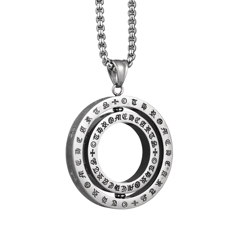 Metal Color: Steel, Length: 60cm Davitu AMGJ Stainless Steel Necklace Pendant Buddhist Terminology Sanskrit Namas Amitabha Hollow Tag Necklace