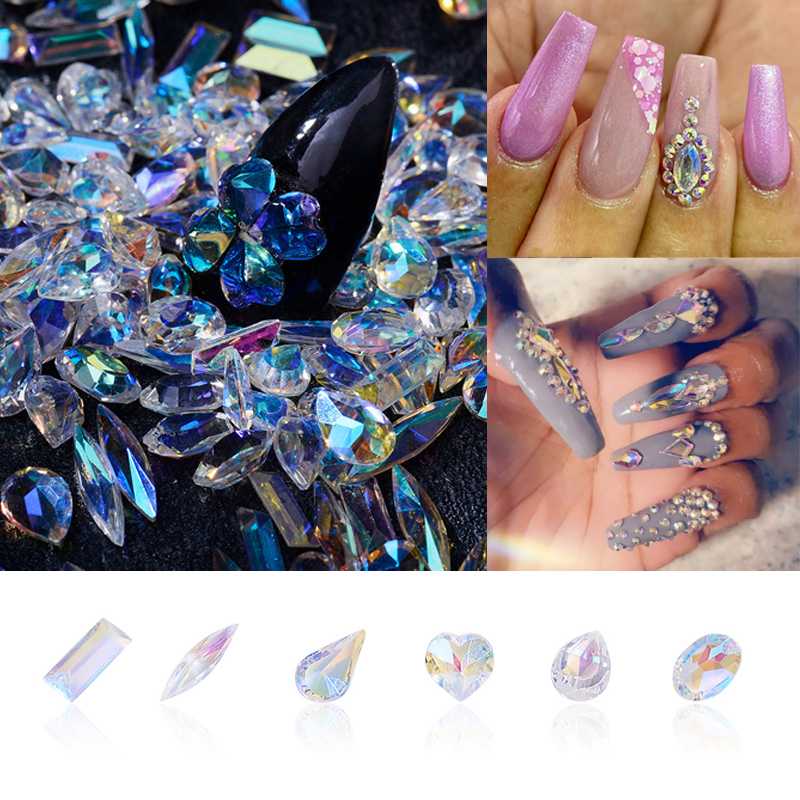 

120pcs/pack Glass 3D Rhinestones For Nail Art Shine Crystal AB Flat Back Nail Art Decoration DIY Tool
