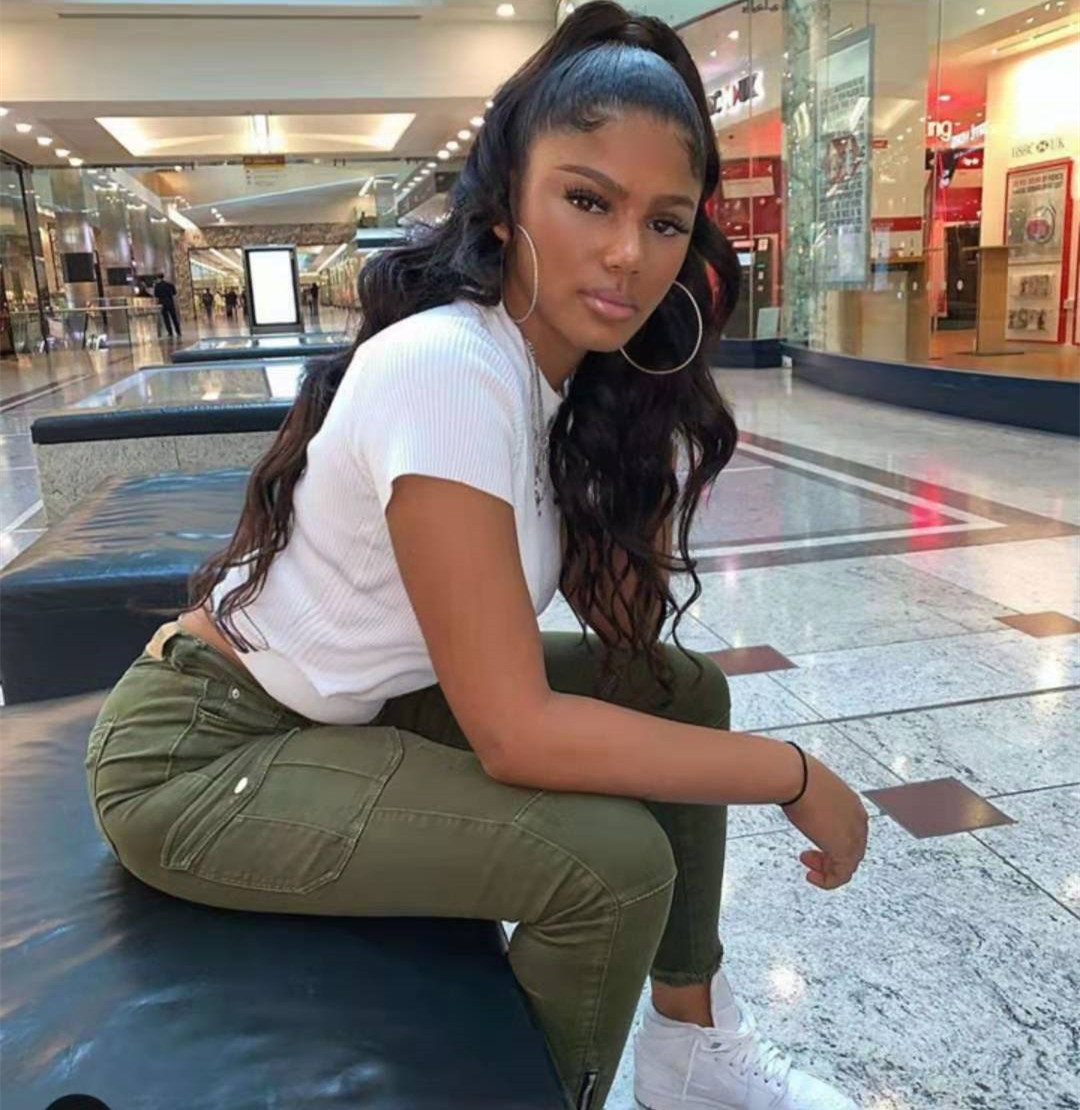 

Body wave human hair Ponytail Drawstring Ponytails Clip in Hair Extensions 55cm,22" Pony Tail Horsetail malaysian Hairpieces color 1