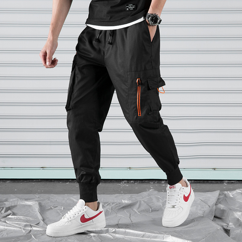 

2019 Men Multi-pocket Harem Trousers Streetwear Male Casual Fashion Cargo Pants men black Hip Pants men's sweatpants