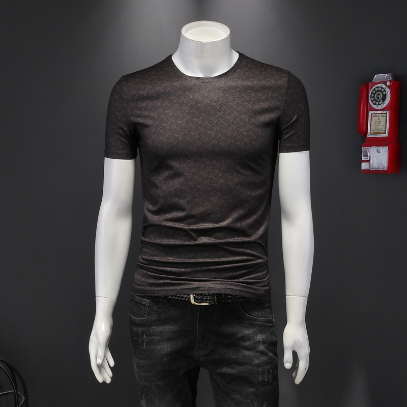 

European men's clothing 2020 summer new fashion letter printing round neck half-sleeved Korean youth wild short-sleeved T-shirt, White;black