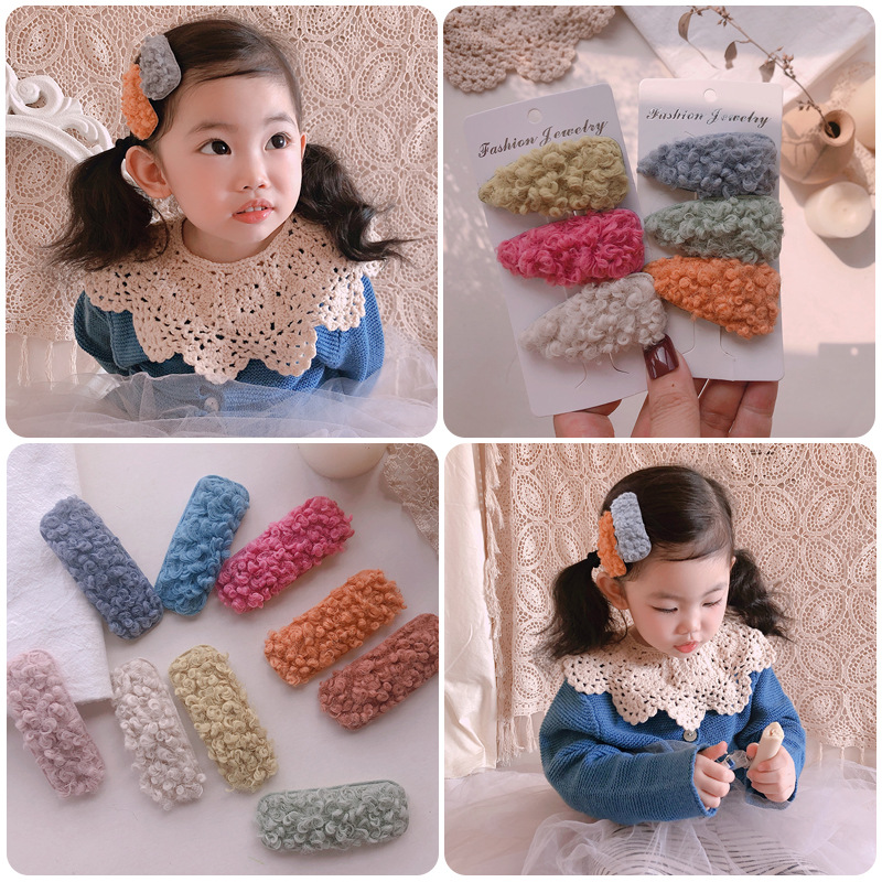 

2-5pcs/set Women Girls Hair Accessories Winter Lamb Wool Snap Hair Clips For Girls Kids Children Barrettes Hairpin, 2pcs-orange