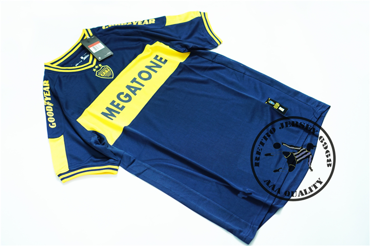 

Free shipping 2007 Boca Juniors roman palermo retro soccer jersey old Camisetas, Black;yellow