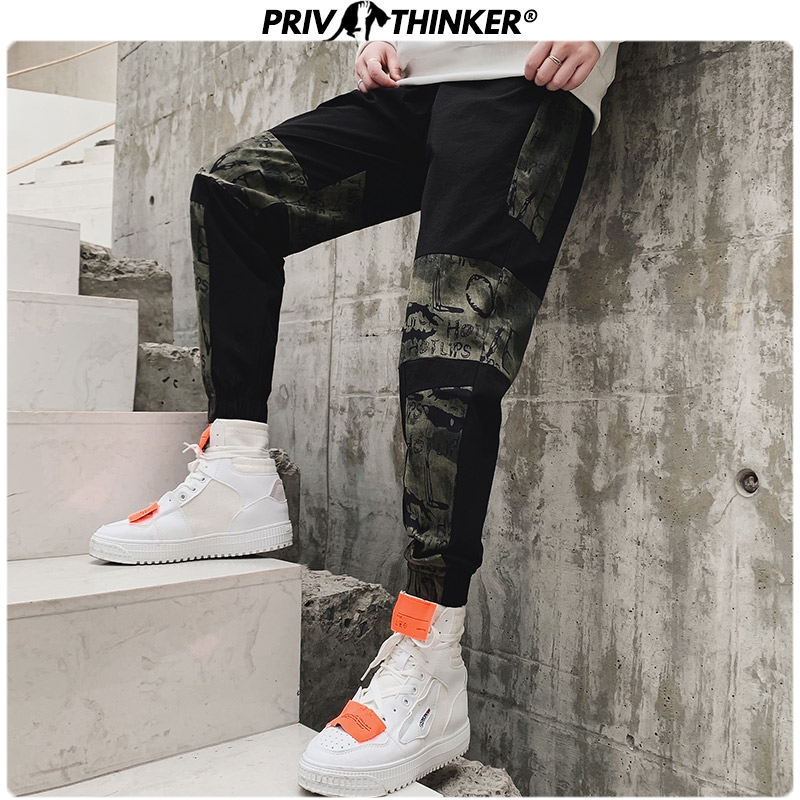 

Men Loose Patchwork 2020 Harem Pants Men Collage Casual Hip Hop Joggers Male Spring Trousers Streetwear Clothes 3XL, Blackgreen(asiansize