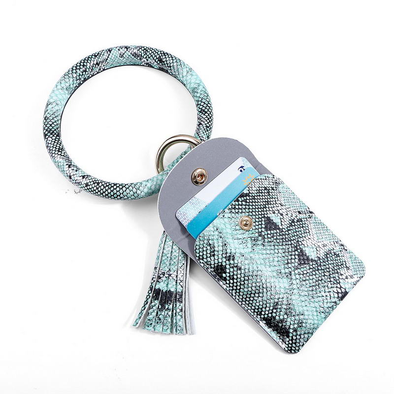 

ZWPON 2020 Fashion Snakeskin Faux Leather Bag Colorful Snakeskin Leather Tassel Card Bag Wallet Key Ring Purse for Woman Jewelry