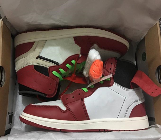 

With Box Men 1 Basketball Shoes 1s Chicago Red White High Designer Luxury Trainer Sports Sneakers, As picture