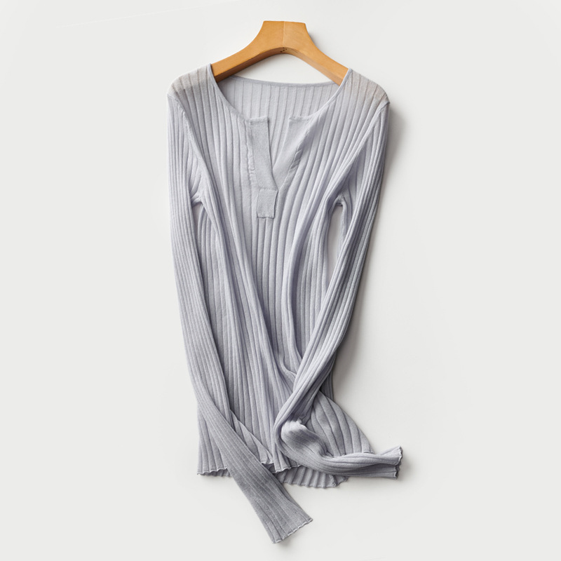 

Notch Front Knitted Lyocell Tops Women Linen Blends Summer Sweater Rib Knit Tops, Black