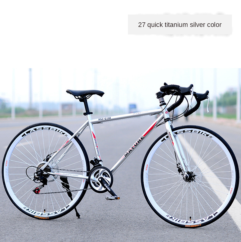 

700C Wheelset Bend Curved Handle Road Sports Car Double Disc Brake Aluminum Alloy 21/27/30/33 Speed Bicycle Racing Adult