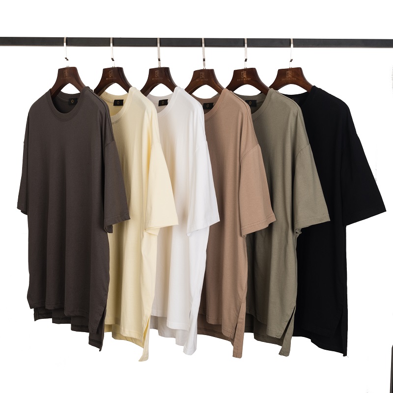 

Summer Mens Designer T Shirts High Street INS Hem Split Solid Color OVERSIZE Loose Women Couples T-shirt Fashion Short Sleeve Casual