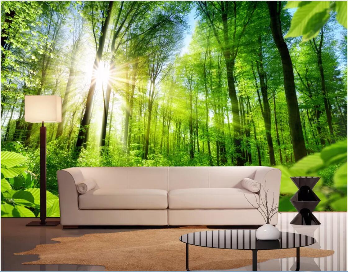 

3d wallpaper custom photo murals Background wall Sunshine forest big tree nature scenery living room TV home decor wall art pictures, Picture shows