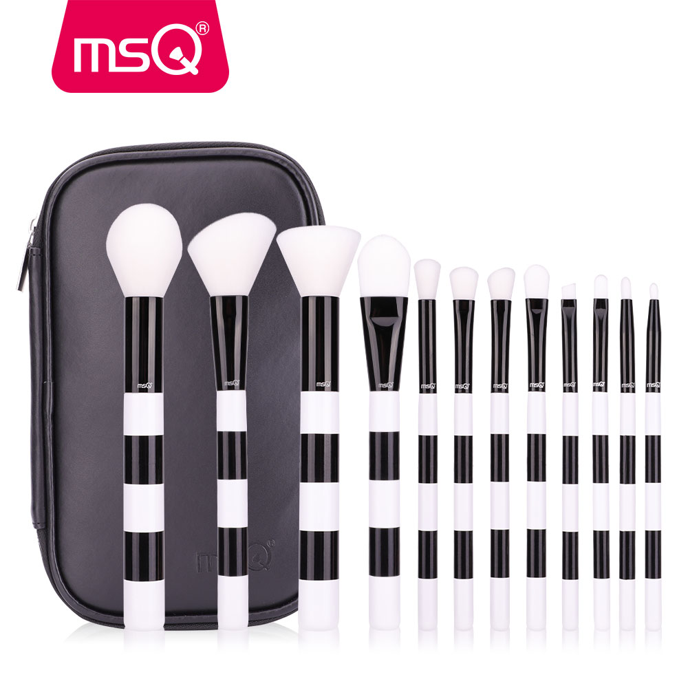 

MSQ Makeup Brushes Set 12PCS White&Black Handle Make Up Kits Powder Foundation Eyeshadow Eye Liner Cosmetic Tools