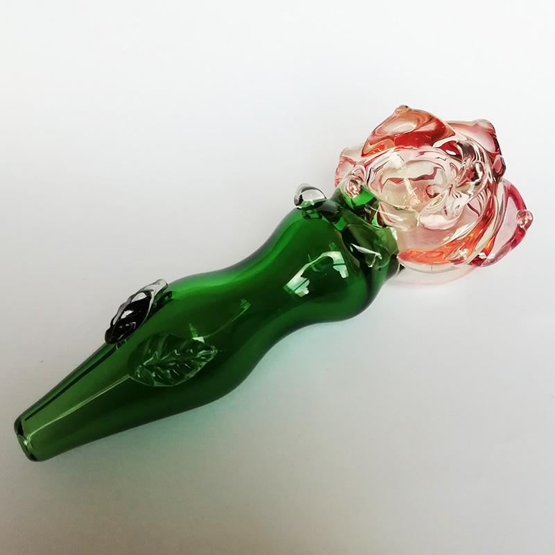 Verre en Nouvelle-Rose Pipes main Pipes en verre tabac à fumer Pipes design étonnant cuillère tuyau Dab Outils For Dry Herb