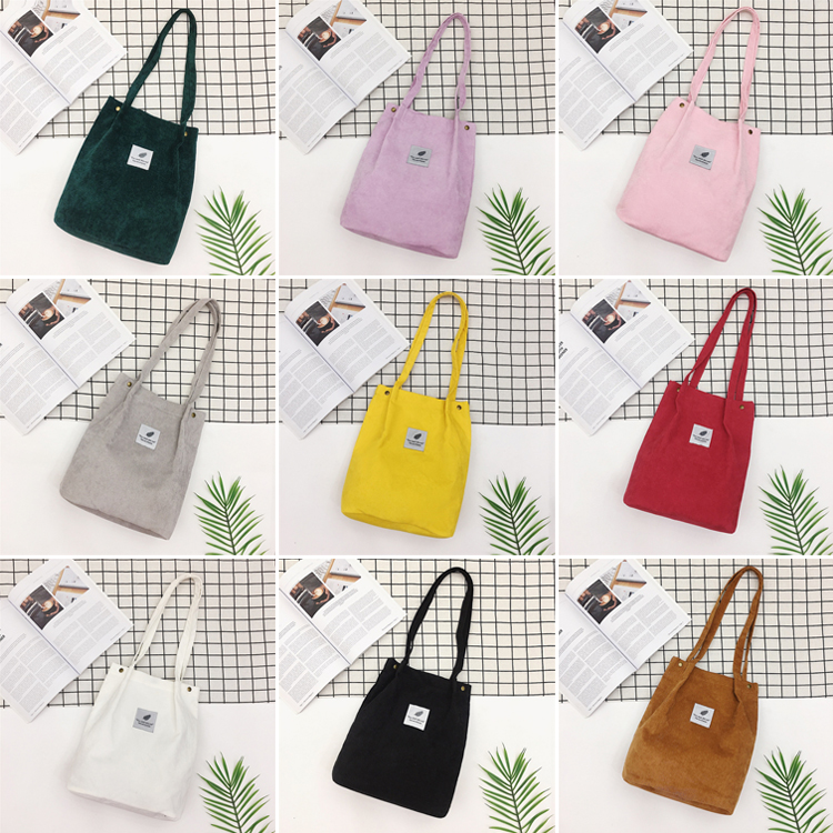 

9 colors Big Capacity Women Corduroy Bags Casual handbags Foldable Reusable Women Shopping Beach Bag Designer Shoulder Bag DHL JY335, #01green