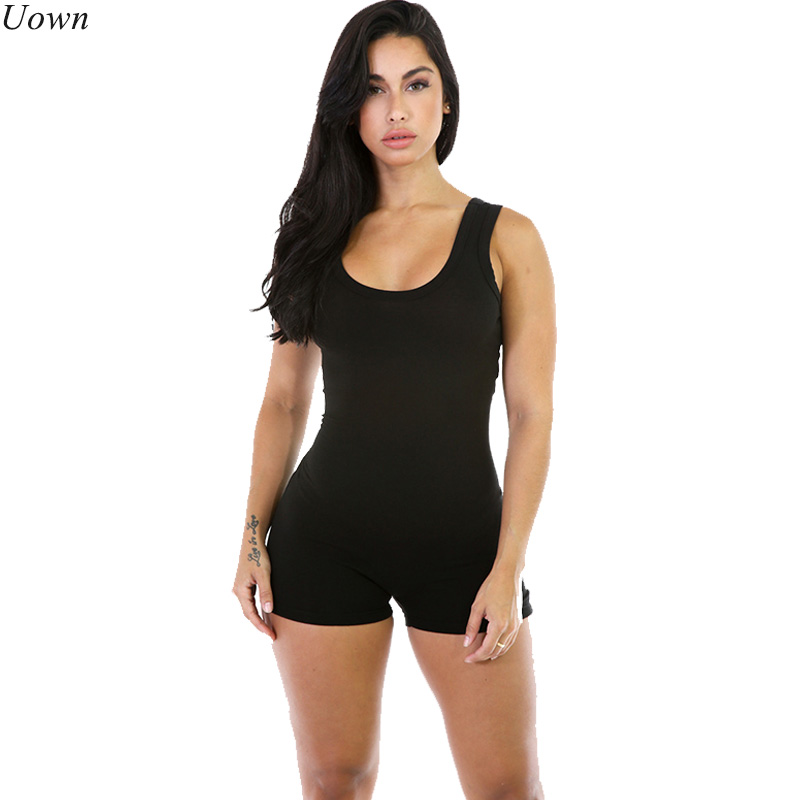 

2017 Rompers Women Jumpsuits Summer Short Jumpsuit Skinny Bodycon Beach Playsuits One Piece Overalls Fitness Combinaison Femme, Black
