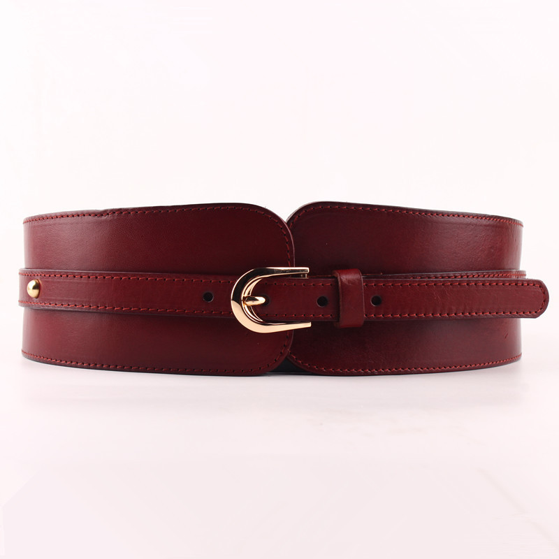 100% Cowskin Wide Belt For Women High Quality Ceinture Femme Elastic Waistband Female Vintage Genuine Leather Belt Buckles T200511