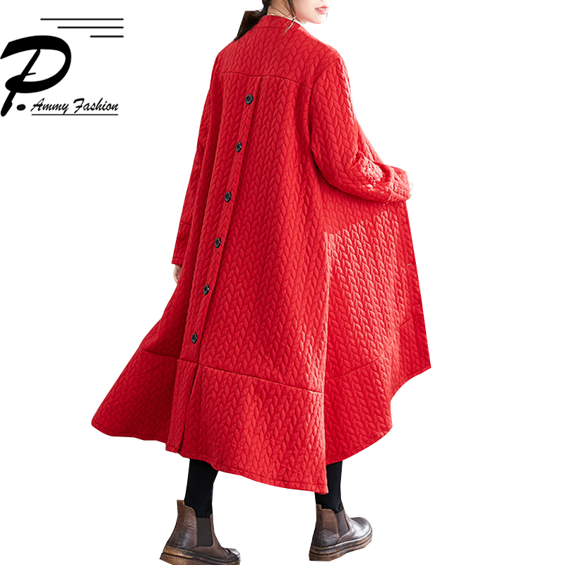 

2019 New Autumn and winter thick loose loose thin long cardigan knit jacket Female Fashion windbreaker, Black