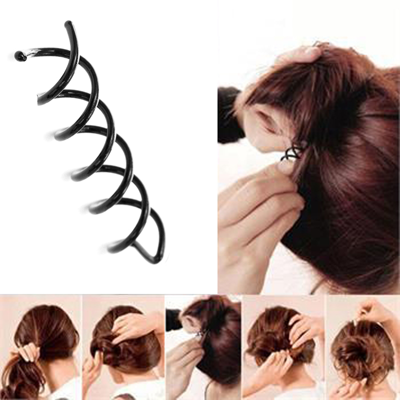 Womens Spiral Spin Screw Girls Accessories Twist Hair Clips Black