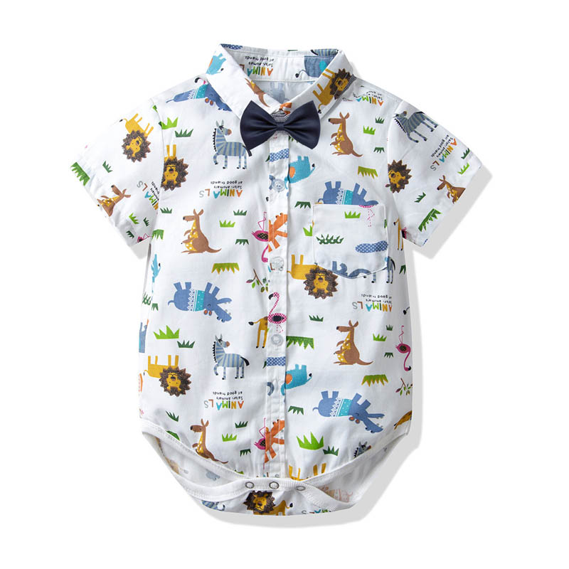 

Summer baby boy clothes baby romper cotton Cartoon Baby Infant Boy Designer Clothes Newborn Romper toddler boy clothes Jumpsuit A3137, White