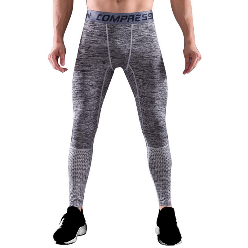 

Men Running Pants High Waist Printed Sport Leggings Fitness Bodybuliding Trousers Slim Exercise Jogger Running Leggins 2019 new, Black-2