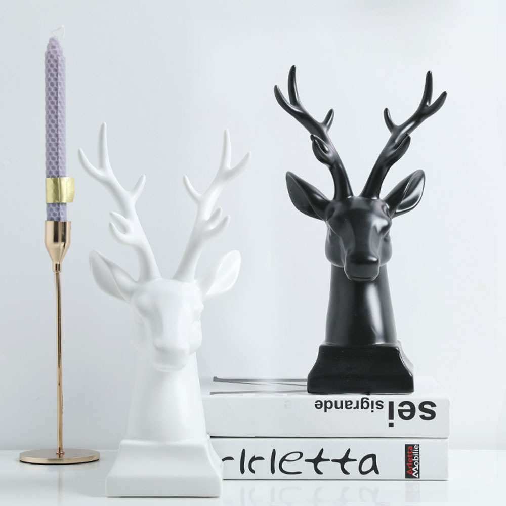 Set 5 Miniature Cervo E Renna In Resina - Decorazioni Natalizie Per Presepe, Bonsai E Casa