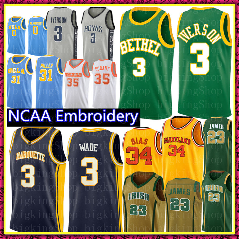 

high school Allen Bethel Iverson Dwyane 3 Wade University Jersey NCAA 34 Len # Bias 0 Westbrook Basketball Jerseys 8989