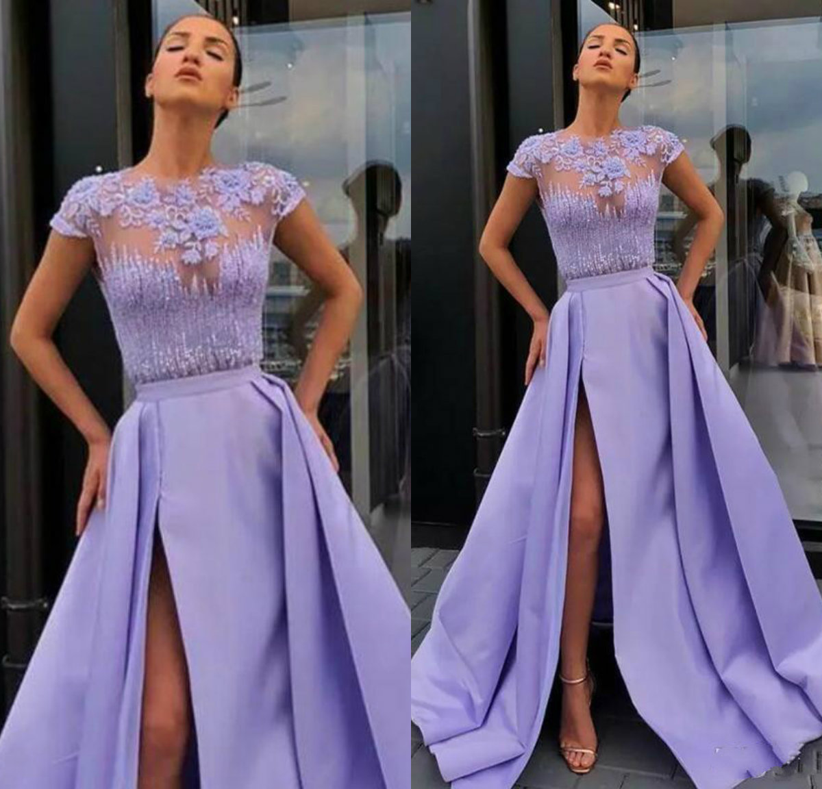 

2019 Purple A-line Prom Dresses Appliques with Bead Sequin High Side Split Celebrity Dress Satin Floor Length Evening Gowns, Burgundy
