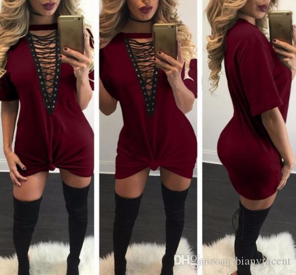 

hot selling dresses for women girl black white clothes fashion long sleeve autumn casual loose v neck tshirt plus size dress, Blue