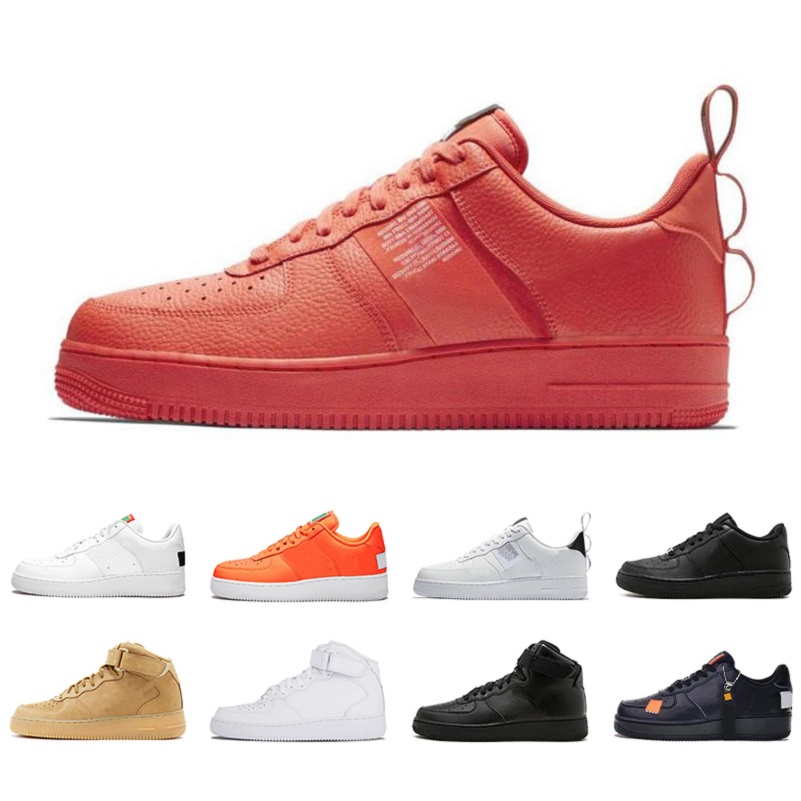 

2019 Discount 1 Utility Classic Black White Men Women Casual Shoes red one Sports Skateboarding High Low Cut Wheat Trainers Sneakers 36-45, Wheat high