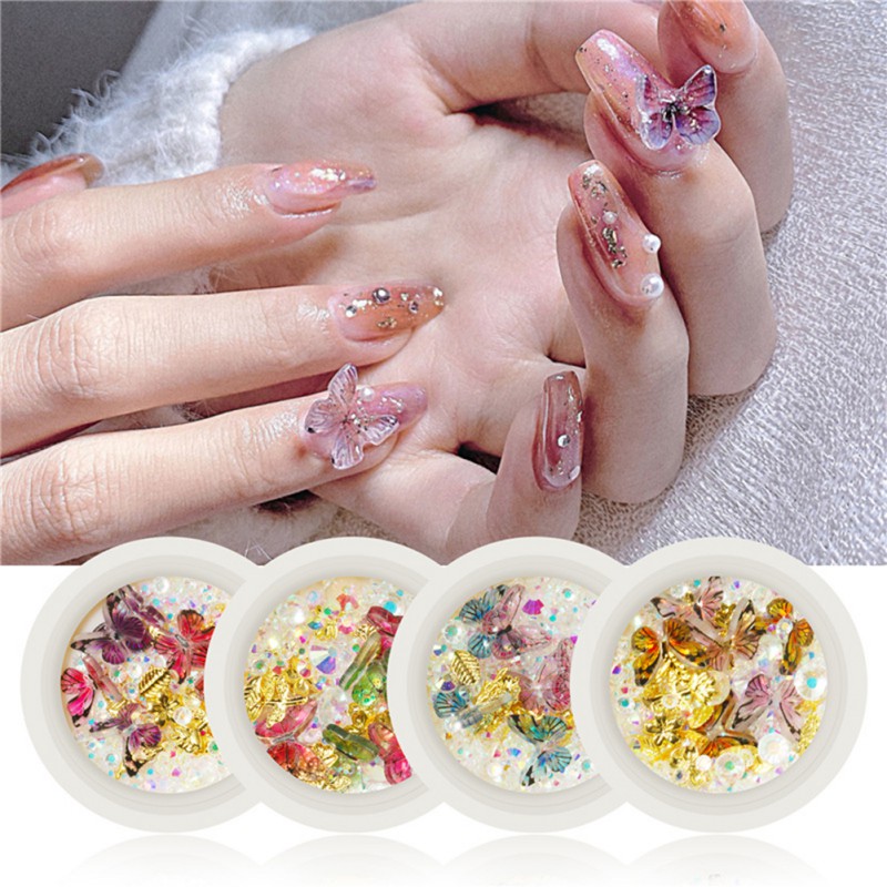 

Wholesale 3D Butterfly Nail Glitter Sequins Mixed Nail Butterfly Ornament