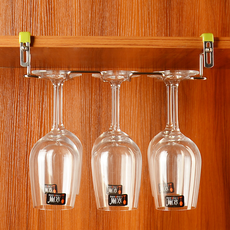 

Stainless Steel 3 Rows Cup Holder Wine Glass Hanging Rack Under Cupboard Hanger Under Cupboard Cup Holder Cabintet Drainer